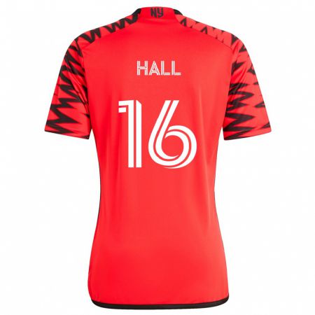 Kandiny Kinder Julian Hall #16 Rot Schwarz Weiß Auswärtstrikot Trikot 2024/25 T-Shirt