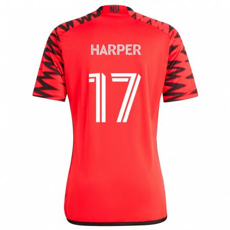 Kandiny Kinder Cameron Harper #17 Rot Schwarz Weiß Auswärtstrikot Trikot 2024/25 T-Shirt