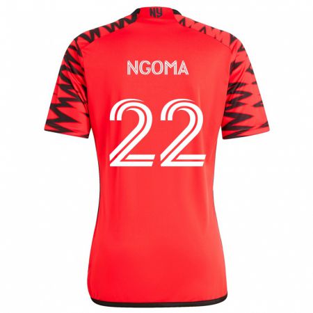 Kandiny Kinder Serge Ngoma #22 Rot Schwarz Weiß Auswärtstrikot Trikot 2024/25 T-Shirt