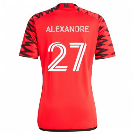 Kandiny Kinder Davi Alexandre #27 Rot Schwarz Weiß Auswärtstrikot Trikot 2024/25 T-Shirt