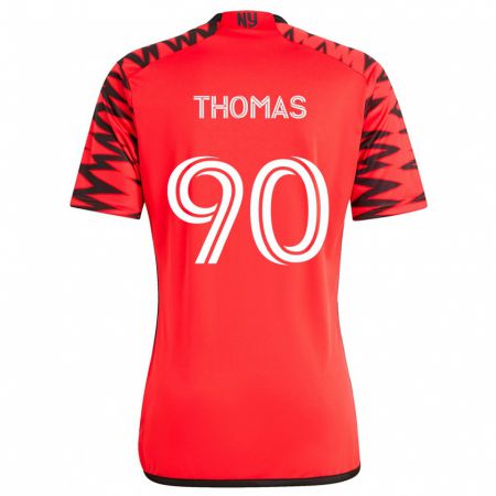 Kandiny Kinder Oladayo Thomas #90 Rot Schwarz Weiß Auswärtstrikot Trikot 2024/25 T-Shirt