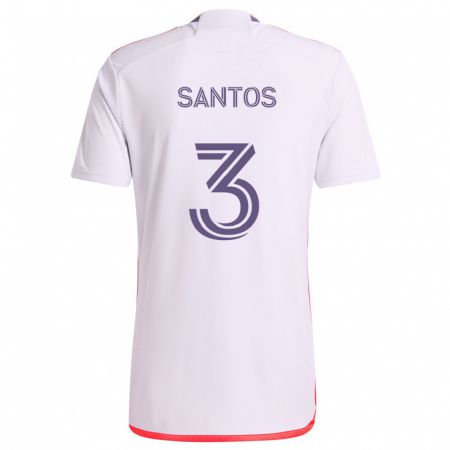 Kandiny Kinder Rafael Santos #3 Weiß Rot Lila Auswärtstrikot Trikot 2024/25 T-Shirt