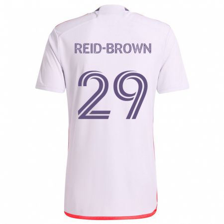 Kandiny Kinder Tahir Reid-Brown #29 Weiß Rot Lila Auswärtstrikot Trikot 2024/25 T-Shirt