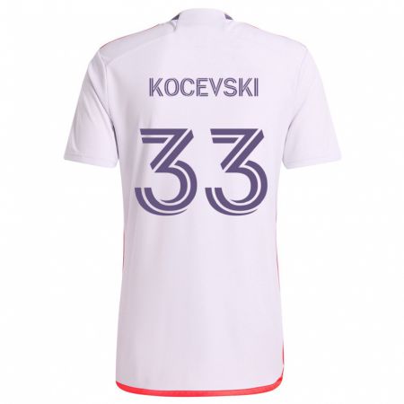 Kandiny Kinder Jeorgio Kocevski #33 Weiß Rot Lila Auswärtstrikot Trikot 2024/25 T-Shirt