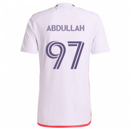 Kandiny Kinder Majed Abdullah #97 Weiß Rot Lila Auswärtstrikot Trikot 2024/25 T-Shirt