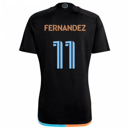 Kandiny Kinder Julián Fernández #11 Schwarz Orange Blau Auswärtstrikot Trikot 2024/25 T-Shirt