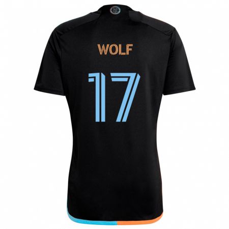 Kandiny Kinder Hannes Wolf #17 Schwarz Orange Blau Auswärtstrikot Trikot 2024/25 T-Shirt