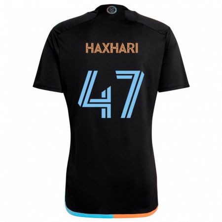 Kandiny Kinder Klevis Haxhari #47 Schwarz Orange Blau Auswärtstrikot Trikot 2024/25 T-Shirt