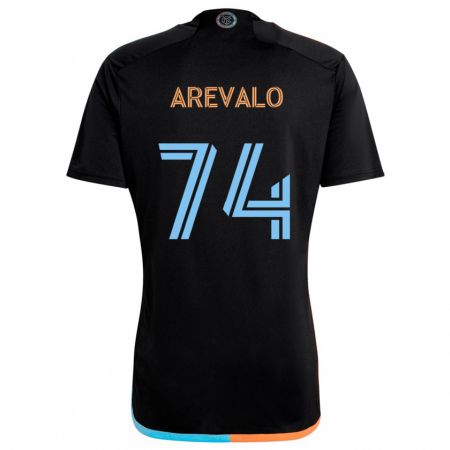 Kandiny Kinder Ronny Arévalo #74 Schwarz Orange Blau Auswärtstrikot Trikot 2024/25 T-Shirt