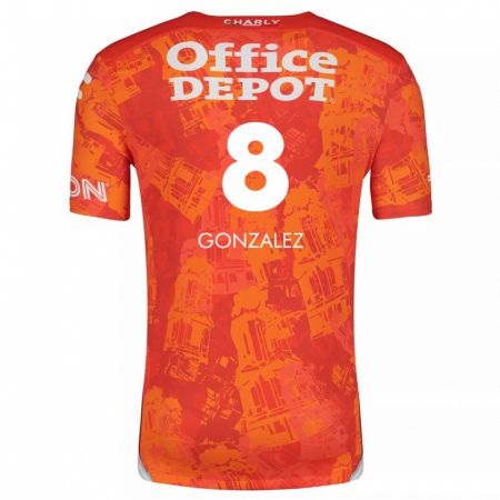 Kandiny Kinder Bryan González #8 Orange Weiß Auswärtstrikot Trikot 2024/25 T-Shirt