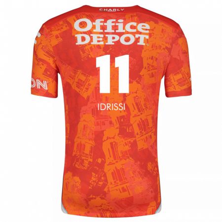 Kandiny Kinder Oussama Idrissi #11 Orange Weiß Auswärtstrikot Trikot 2024/25 T-Shirt