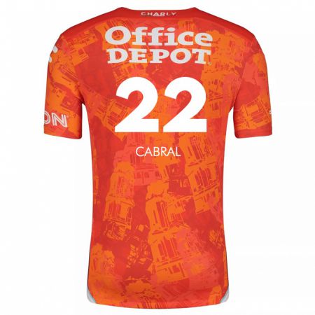 Kandiny Kinder Gustavo Cabral #22 Orange Weiß Auswärtstrikot Trikot 2024/25 T-Shirt