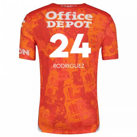 Kandiny Kinder Luis Rodríguez #24 Orange Weiß Auswärtstrikot Trikot 2024/25 T-Shirt