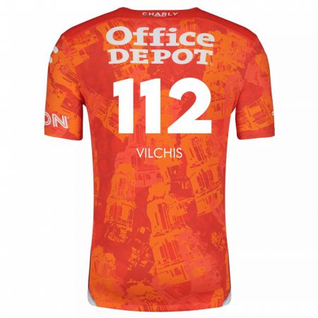 Kandiny Kinder Leonardo Vílchis #112 Orange Weiß Auswärtstrikot Trikot 2024/25 T-Shirt