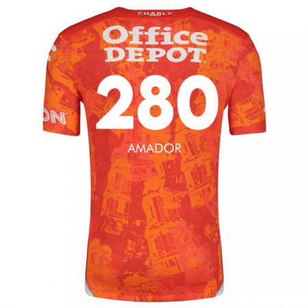 Kandiny Kinder Santiago Amador #280 Orange Weiß Auswärtstrikot Trikot 2024/25 T-Shirt