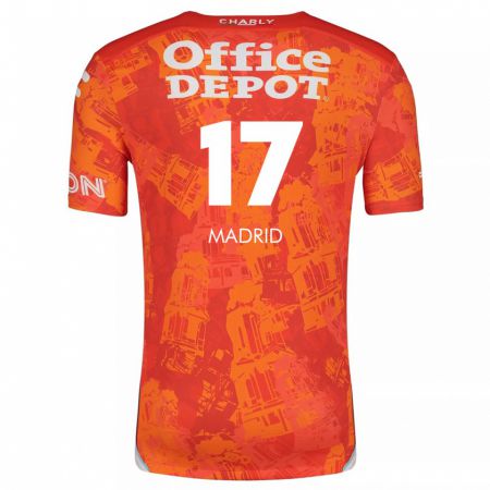 Kandiny Kinder Yanín Madrid #17 Orange Weiß Auswärtstrikot Trikot 2024/25 T-Shirt