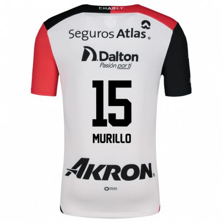 Kandiny Kinder Jhon Murillo #15 Weiß Rot Schwarz Auswärtstrikot Trikot 2024/25 T-Shirt