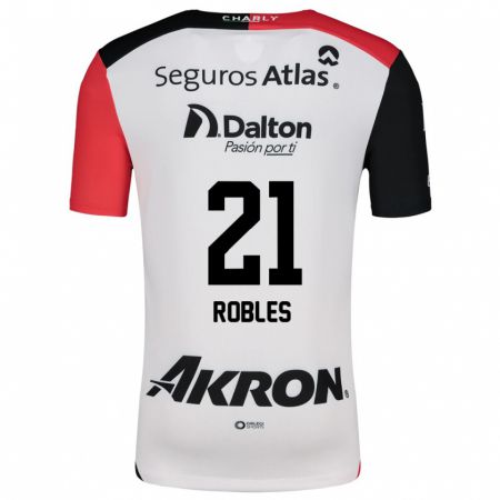 Kandiny Kinder Carlos Robles #21 Weiß Rot Schwarz Auswärtstrikot Trikot 2024/25 T-Shirt