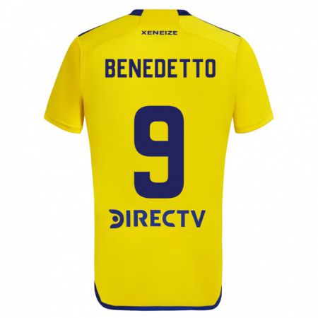 Kandiny Kinder Darío Benedetto #9 Gelb Blau Auswärtstrikot Trikot 2024/25 T-Shirt