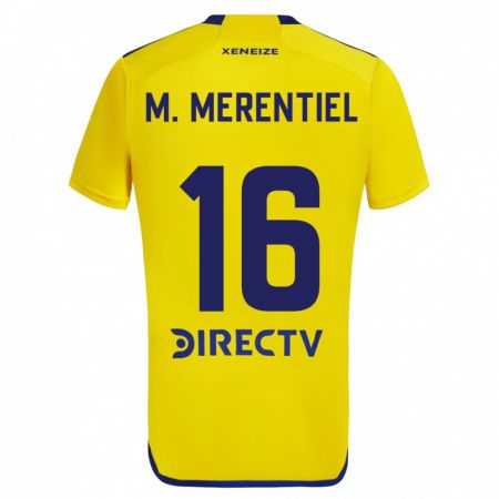 Kandiny Kinder Miguel Merentiel #16 Gelb Blau Auswärtstrikot Trikot 2024/25 T-Shirt