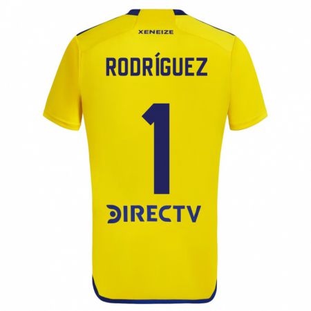 Kandiny Kinder Fernando Rodríguez #1 Gelb Blau Auswärtstrikot Trikot 2024/25 T-Shirt