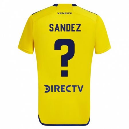 Kandiny Kinder Agustín Sández #0 Gelb Blau Auswärtstrikot Trikot 2024/25 T-Shirt