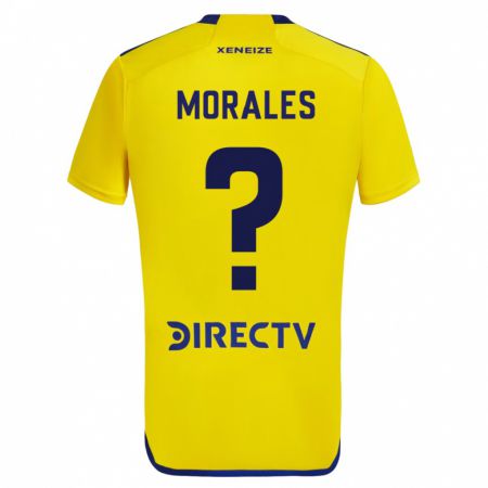 Kandiny Kinder Gonzalo Morales #0 Gelb Blau Auswärtstrikot Trikot 2024/25 T-Shirt