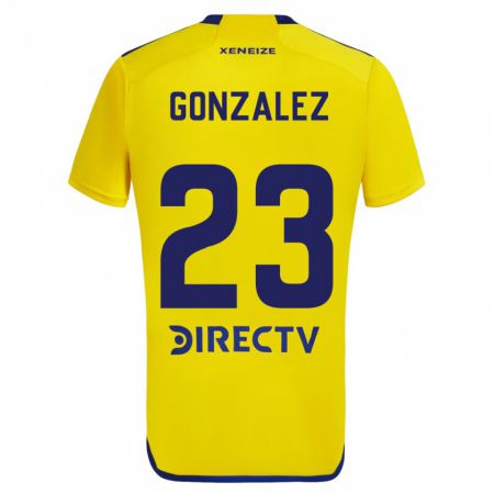 Kandiny Kinder Diego González #23 Gelb Blau Auswärtstrikot Trikot 2024/25 T-Shirt