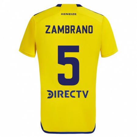 Kandiny Kinder Carlos Zambrano #5 Gelb Blau Auswärtstrikot Trikot 2024/25 T-Shirt