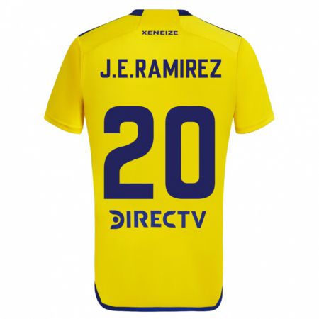 Kandiny Kinder Juan Edgardo Ramirez #20 Gelb Blau Auswärtstrikot Trikot 2024/25 T-Shirt