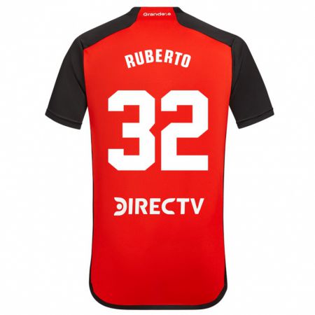 Kandiny Kinder Agustín Ruberto #32 Rot Schwarz Weiß Auswärtstrikot Trikot 2024/25 T-Shirt