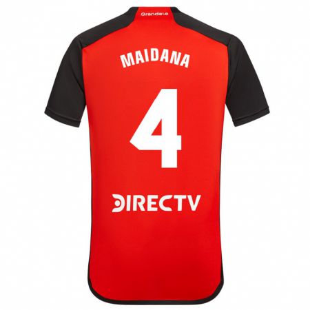 Kandiny Kinder Jonatan Maidana #4 Rot Schwarz Weiß Auswärtstrikot Trikot 2024/25 T-Shirt