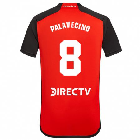 Kandiny Kinder Agustín Palavecino #8 Rot Schwarz Weiß Auswärtstrikot Trikot 2024/25 T-Shirt