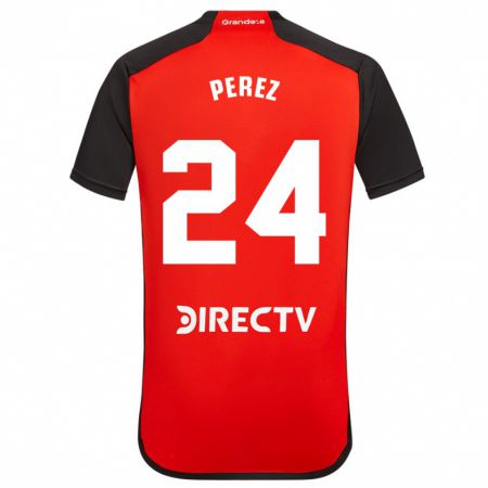 Kandiny Kinder Enzo Pérez #24 Rot Schwarz Weiß Auswärtstrikot Trikot 2024/25 T-Shirt