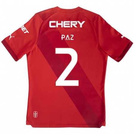 Kandiny Kinder Nehuén Paz #2 Rot-Weiss Auswärtstrikot Trikot 2024/25 T-Shirt