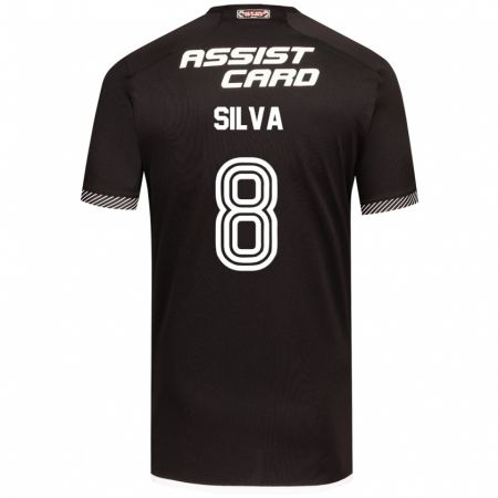 Kandiny Kinder Bastián Silva #8 Schwarz-Weiss Auswärtstrikot Trikot 2024/25 T-Shirt