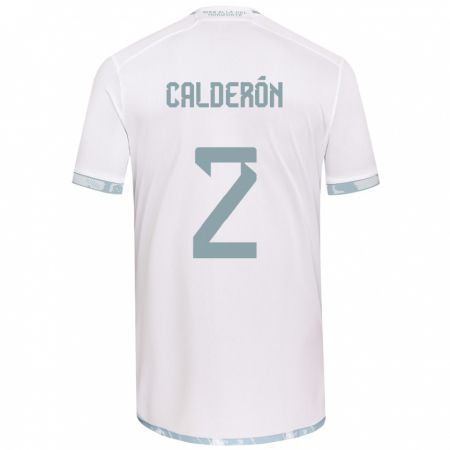 Kandiny Kinder Franco Calderón #2 Weiß Grau Auswärtstrikot Trikot 2024/25 T-Shirt