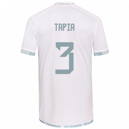 Kandiny Kinder Ignacio Tapia #3 Weiß Grau Auswärtstrikot Trikot 2024/25 T-Shirt