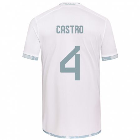 Kandiny Kinder José Ignacio Castro #4 Weiß Grau Auswärtstrikot Trikot 2024/25 T-Shirt