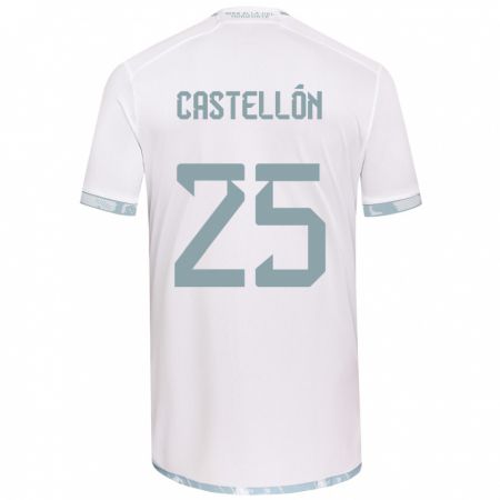 Kandiny Kinder Gabriel Castellón #25 Weiß Grau Auswärtstrikot Trikot 2024/25 T-Shirt