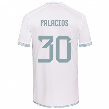 Kandiny Kinder Cristian Palacios #30 Weiß Grau Auswärtstrikot Trikot 2024/25 T-Shirt