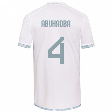 Kandiny Kinder Zacarías Abuhadba #4 Weiß Grau Auswärtstrikot Trikot 2024/25 T-Shirt