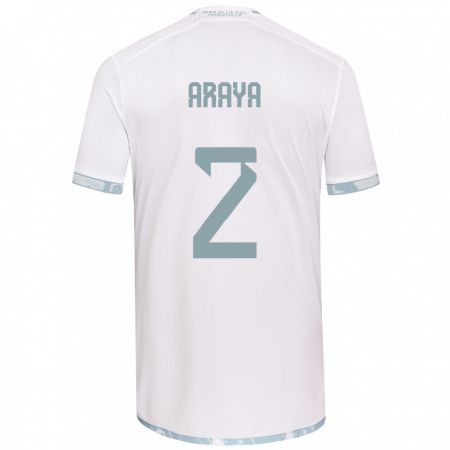 Kandiny Kinder Fernanda Araya #2 Weiß Grau Auswärtstrikot Trikot 2024/25 T-Shirt