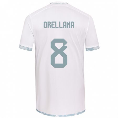 Kandiny Kinder Denisse Orellana #8 Weiß Grau Auswärtstrikot Trikot 2024/25 T-Shirt