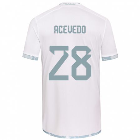 Kandiny Kinder Florencia Acevedo #28 Weiß Grau Auswärtstrikot Trikot 2024/25 T-Shirt