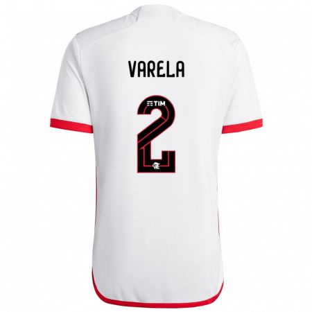 Kandiny Kinder Guillermo Varela #2 Weiß Rot Auswärtstrikot Trikot 2024/25 T-Shirt