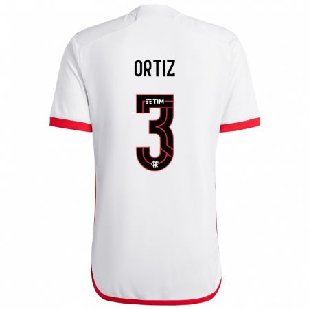 Kandiny Kinder Léo Ortiz #3 Weiß Rot Auswärtstrikot Trikot 2024/25 T-Shirt