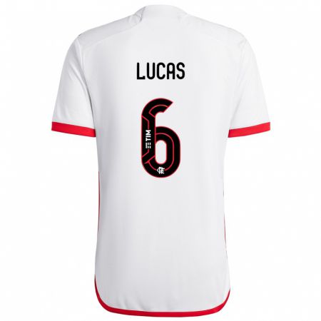 Kandiny Kinder Ayrton Lucas #6 Weiß Rot Auswärtstrikot Trikot 2024/25 T-Shirt