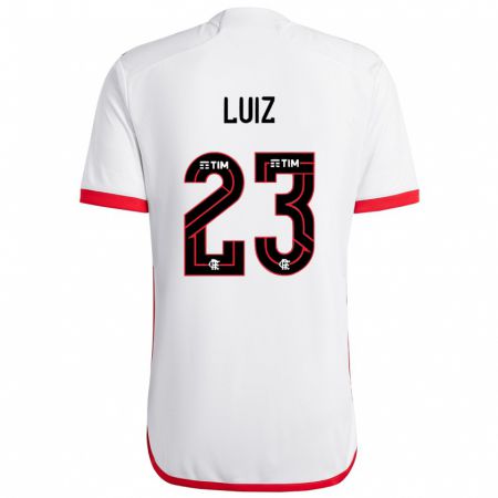 Kandiny Kinder David Luiz #23 Weiß Rot Auswärtstrikot Trikot 2024/25 T-Shirt