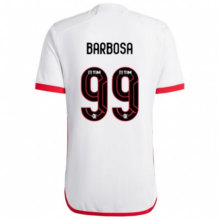 Kandiny Kinder Gabriel Barbosa #99 Weiß Rot Auswärtstrikot Trikot 2024/25 T-Shirt